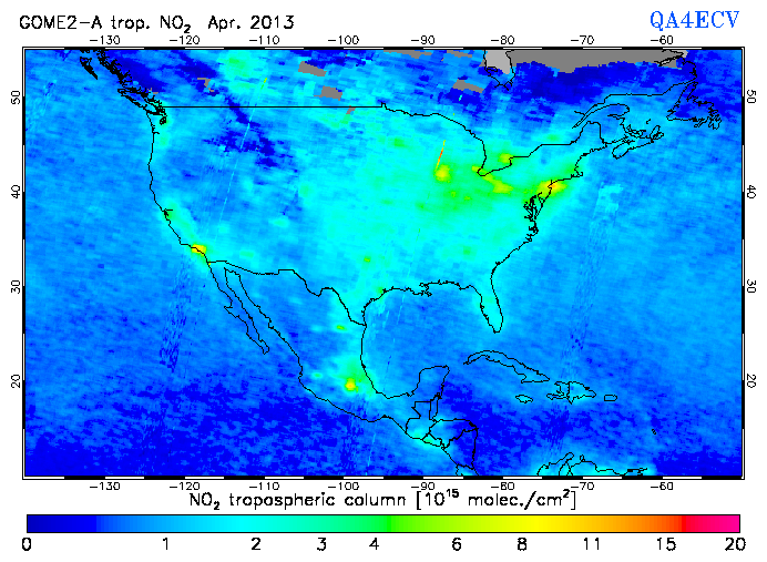 Regional Tropospheric NO2 of April 2013