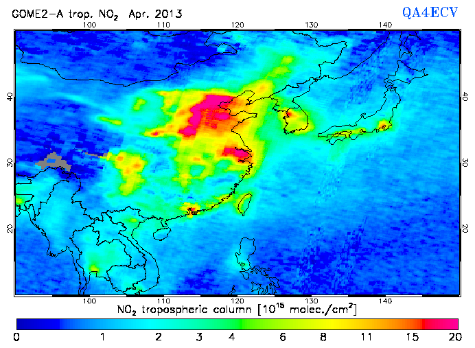 Regional Tropospheric NO2 of April 2013