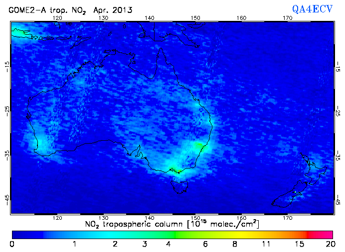 Regional Tropospheric NO2 of April 2013