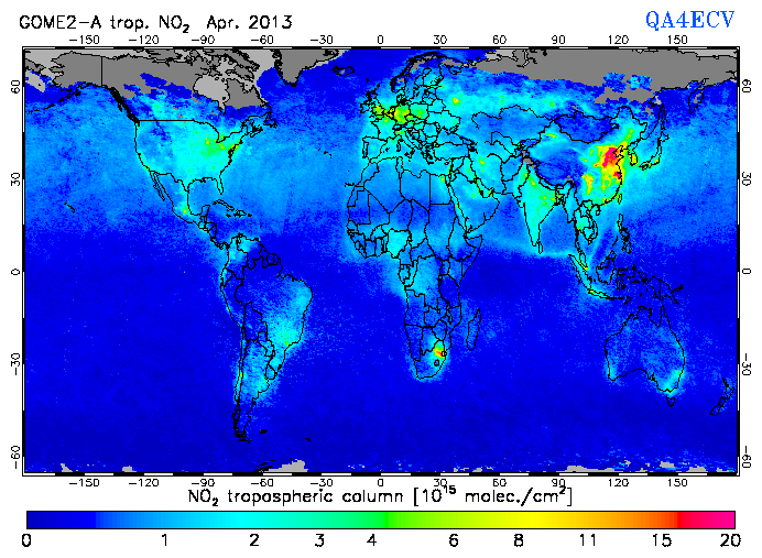 Regional Tropospheric NO2 of April 2013