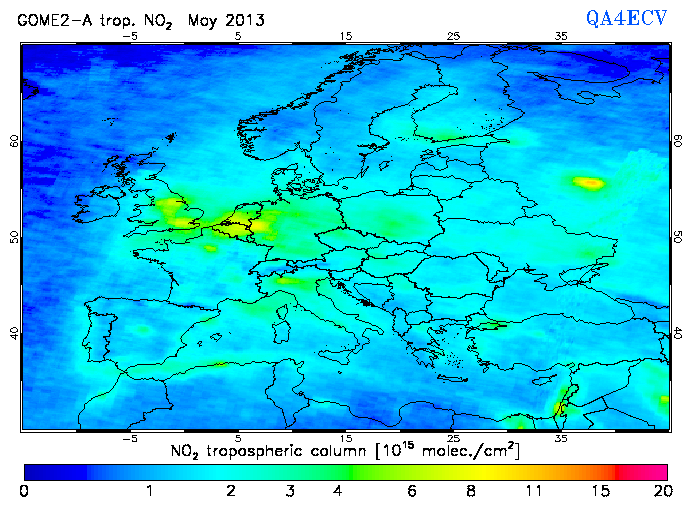 Regional Tropospheric NO2 of May 2013