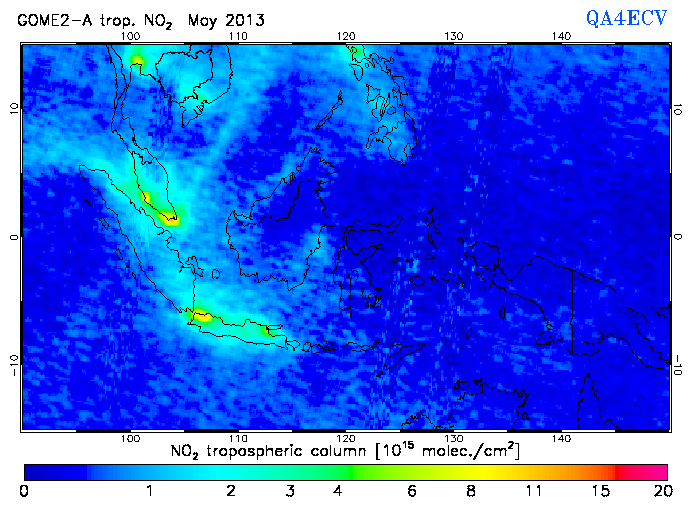 Regional Tropospheric NO2 of May 2013
