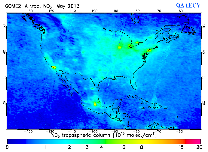 Regional Tropospheric NO2 of May 2013