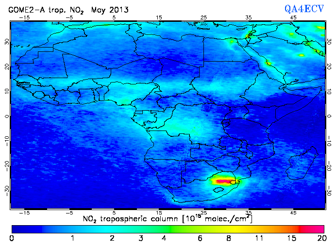 Regional Tropospheric NO2 of May 2013