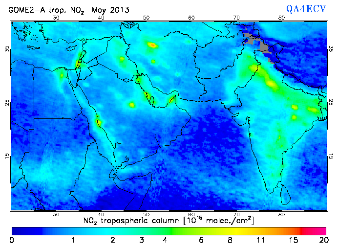 Regional Tropospheric NO2 of May 2013