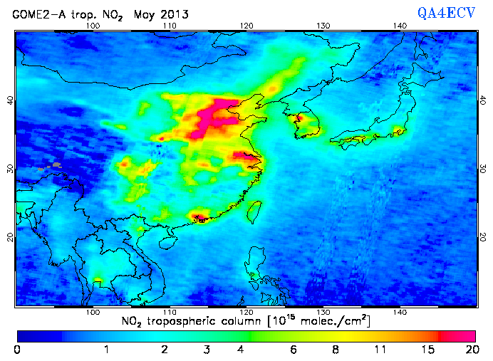 Regional Tropospheric NO2 of May 2013