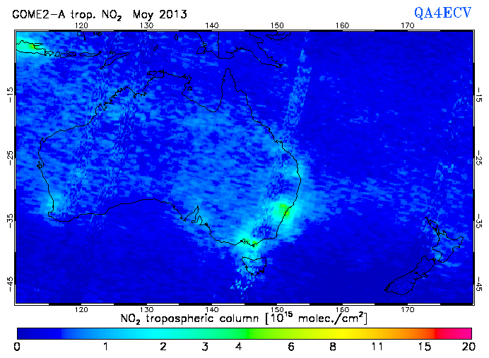 Regional Tropospheric NO2 of May 2013