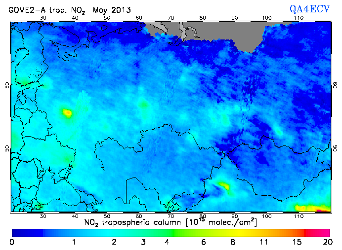 Regional Tropospheric NO2 of May 2013