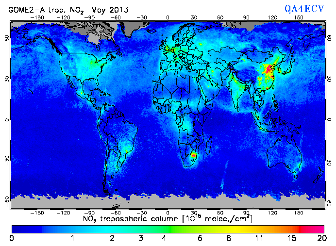 Regional Tropospheric NO2 of May 2013