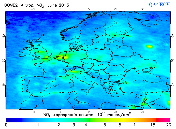 Regional Tropospheric NO2 of June 2013