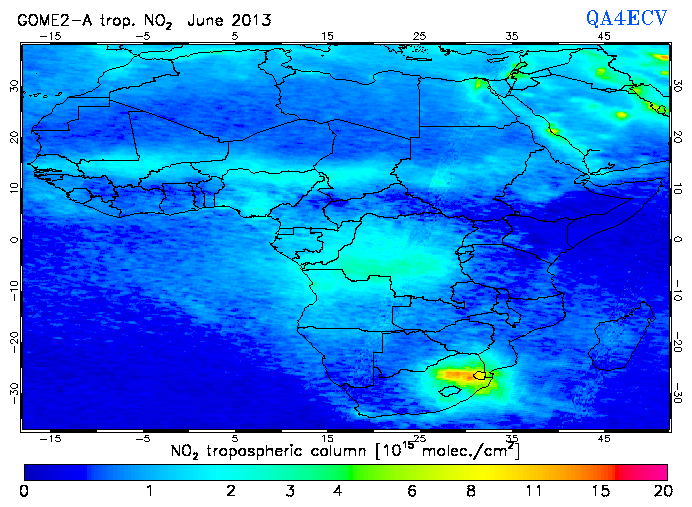 Regional Tropospheric NO2 of June 2013