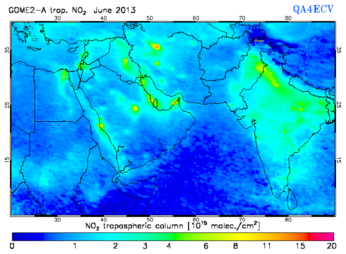 Regional Tropospheric NO2 of June 2013