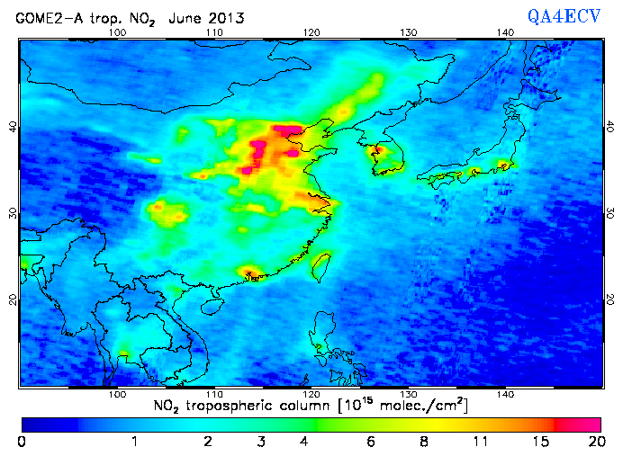 Regional Tropospheric NO2 of June 2013