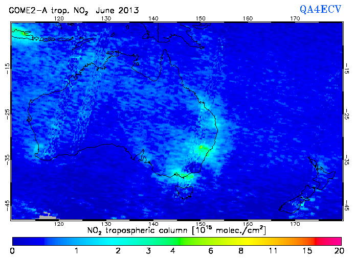 Regional Tropospheric NO2 of June 2013