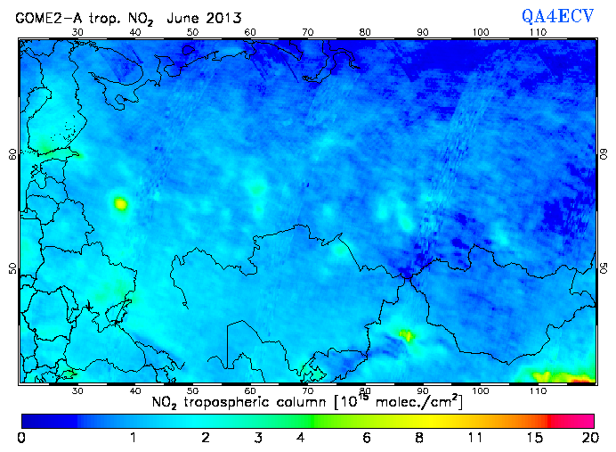 Regional Tropospheric NO2 of June 2013