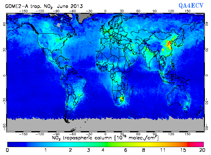 Regional Tropospheric NO2 of June 2013