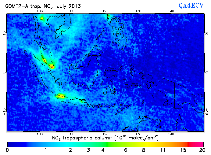 Regional Tropospheric NO2 of July 2013