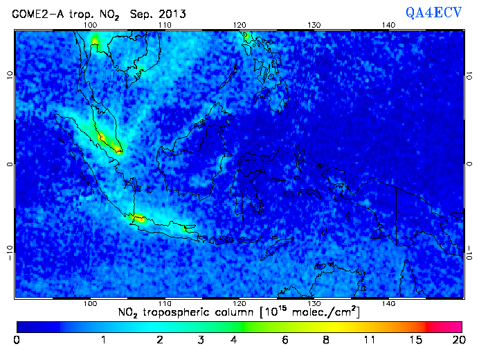 Regional Tropospheric NO2 of September 2013