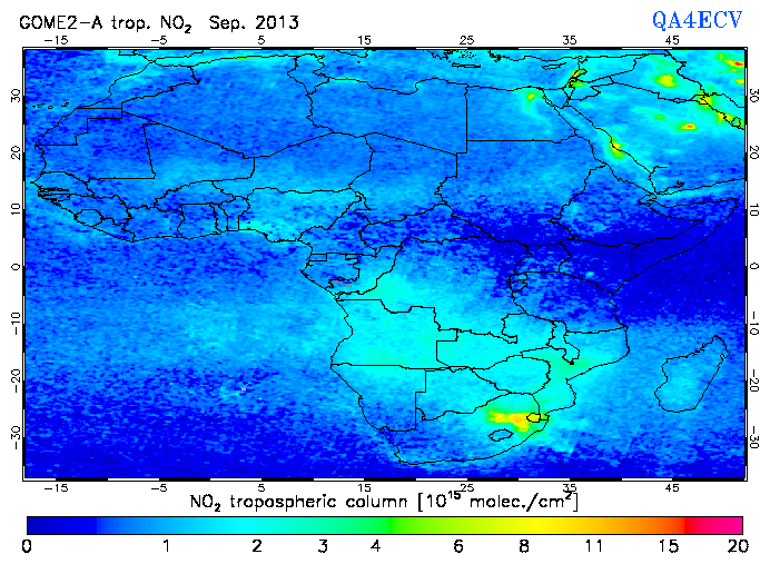 Regional Tropospheric NO2 of September 2013