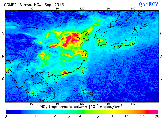 Regional Tropospheric NO2 of September 2013