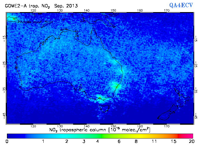 Regional Tropospheric NO2 of September 2013