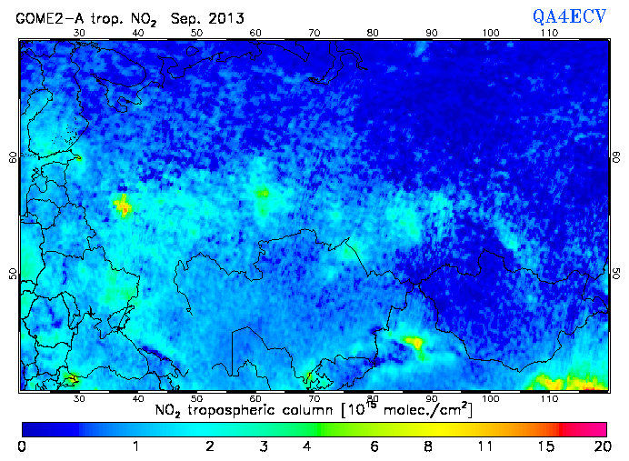 Regional Tropospheric NO2 of September 2013