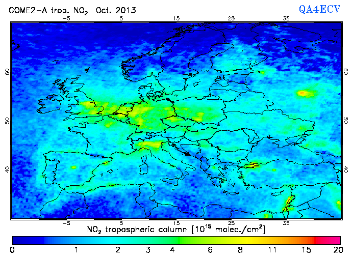 Regional Tropospheric NO2 of October 2013