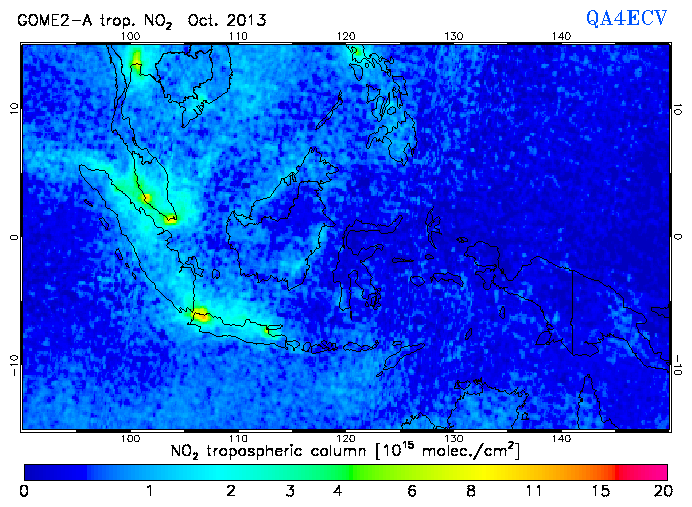 Regional Tropospheric NO2 of October 2013