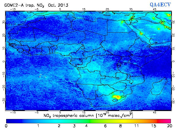 Regional Tropospheric NO2 of October 2013