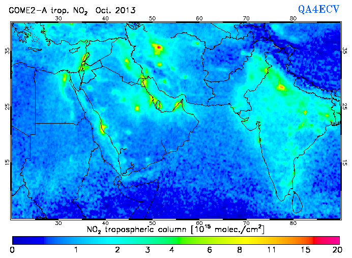 Regional Tropospheric NO2 of October 2013
