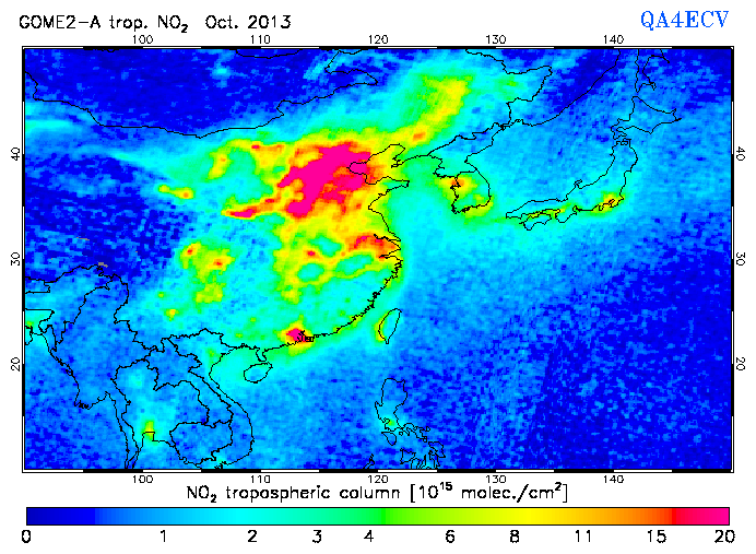 Regional Tropospheric NO2 of October 2013