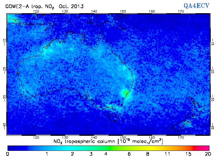 Regional Tropospheric NO2 of October 2013