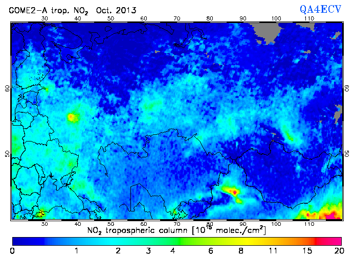 Regional Tropospheric NO2 of October 2013