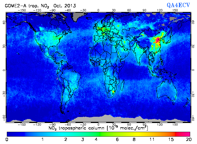 Regional Tropospheric NO2 of October 2013