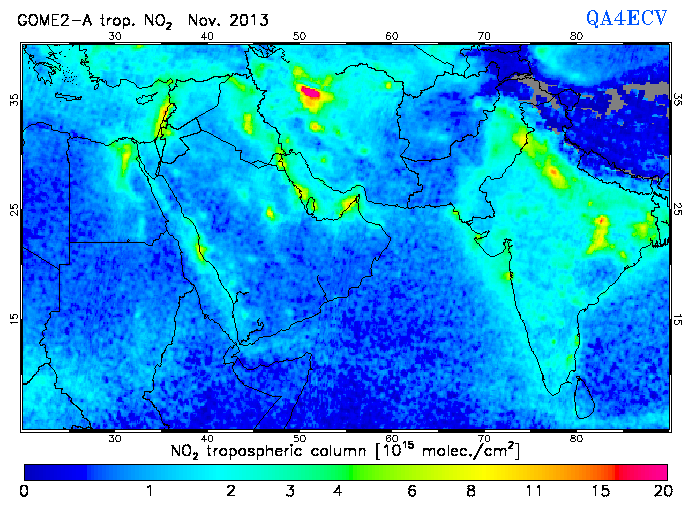Regional Tropospheric NO2 of November 2013