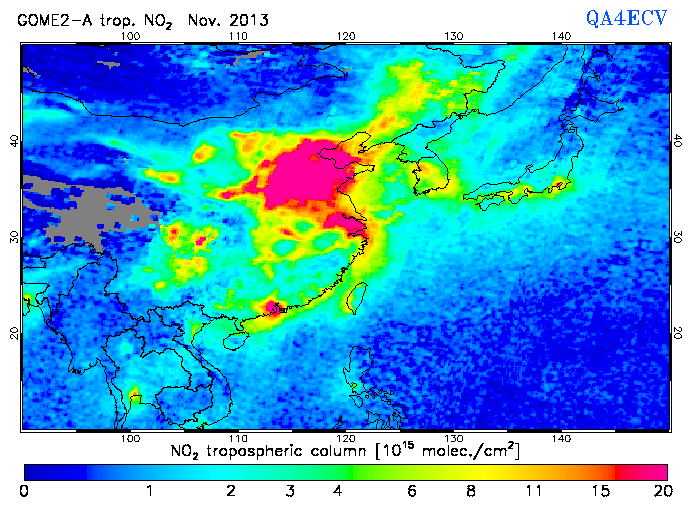 Regional Tropospheric NO2 of November 2013