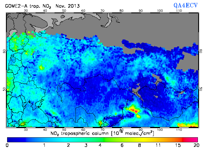 Regional Tropospheric NO2 of November 2013