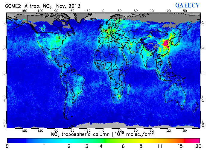Regional Tropospheric NO2 of November 2013