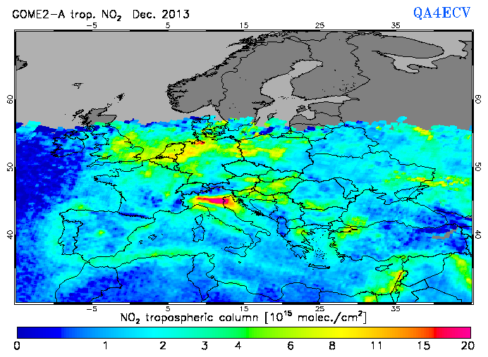 Regional Tropospheric NO2 of December 2013