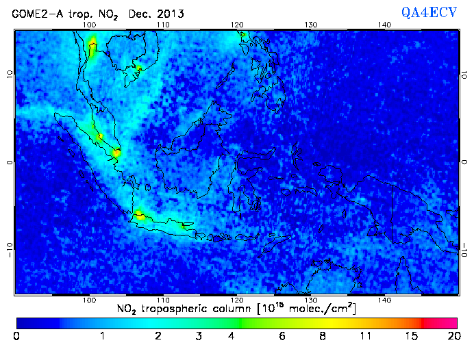 Regional Tropospheric NO2 of December 2013