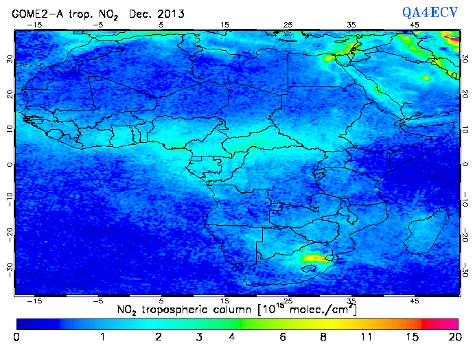 Regional Tropospheric NO2 of December 2013
