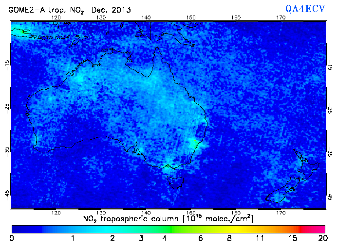 Regional Tropospheric NO2 of December 2013