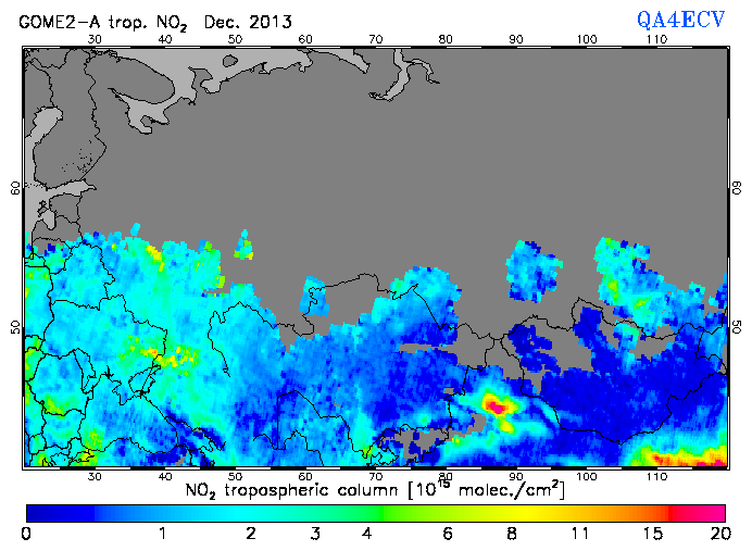 Regional Tropospheric NO2 of December 2013