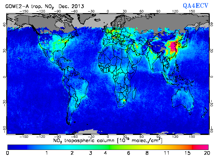 Regional Tropospheric NO2 of December 2013