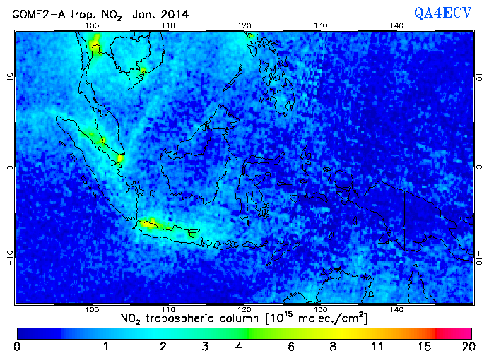Regional Tropospheric NO2 of January 2014