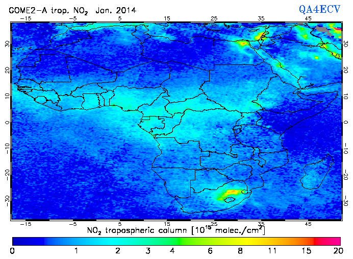 Regional Tropospheric NO2 of January 2014