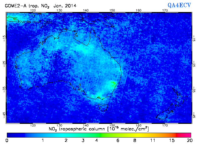Regional Tropospheric NO2 of January 2014