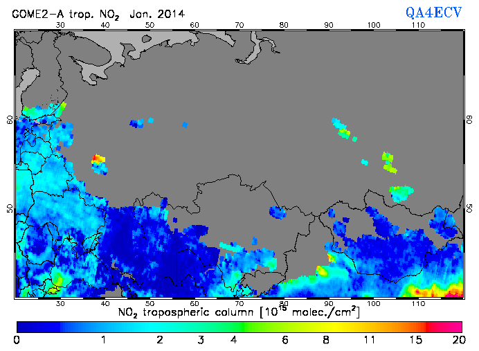 Regional Tropospheric NO2 of January 2014