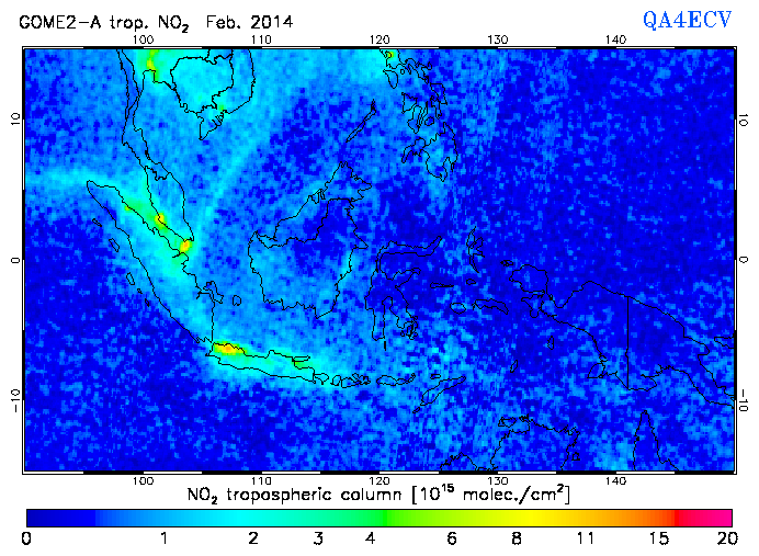 Regional Tropospheric NO2 of February 2014