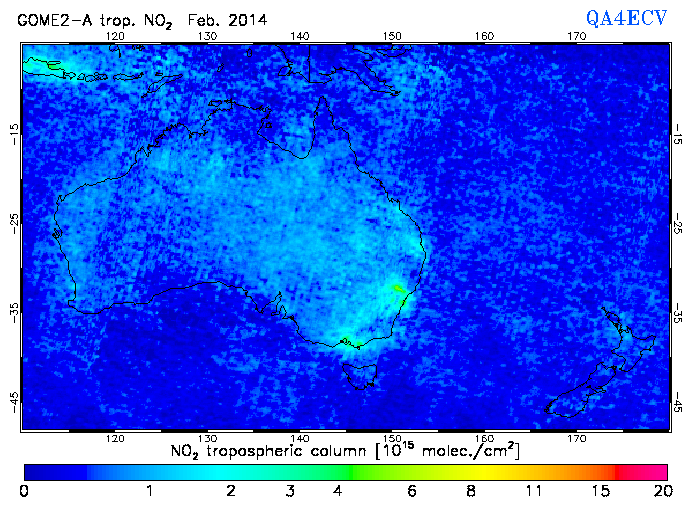 Regional Tropospheric NO2 of February 2014